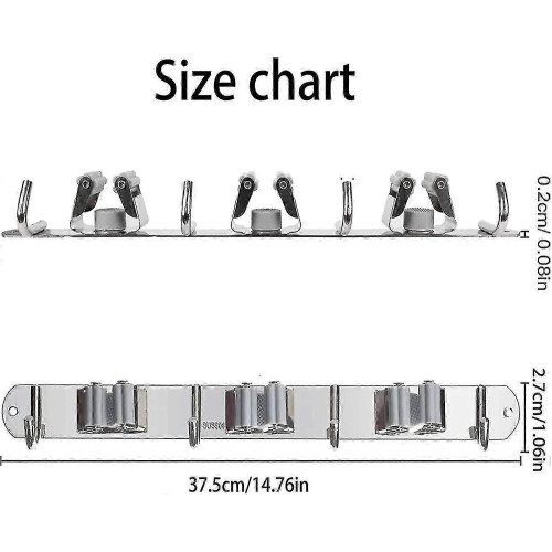 Mop and Broom Storage Rack, 3-tier 4-hook, Waterproof and Rustproof, Suitable for Multiple Scenarios 1