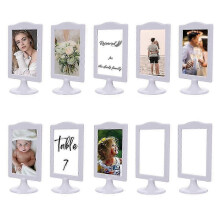 Double Sided Standing Picture Frames 4x6 Inch 2 Side Pedestal Picture Frames Plastic White Photo Frames Kit for Display--White