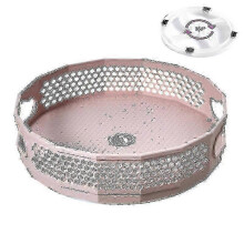 Étagère de rangement de cuisine rotative à 360 en plastique pour pots à épices - 30 x 10 cm, rose