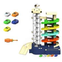 Robustes 7-stöckiges Auto-Ramp-Spielset mit 3/5/7-lagigen Schienen und entsprechender Anzahl an Autos, Sound- und Lichteffekten im Weltraum-Design
