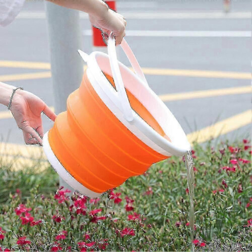 Secchio portatile pieghevole ed efficiente per la pesca all'aperto, colore arancione. 1
