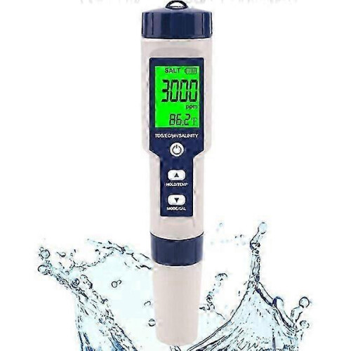 Salinity PH Temperature EC TDS Meter, High Precision, Suitable for Multiple Fields Such As Swimming Pools