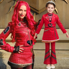 (red, 120cm) Descendants 5 Red cosplay girls costume 4-piece set Halloween outfit for kids
