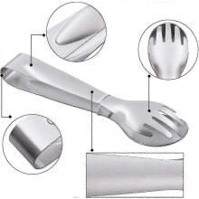 Pinze da portata in acciaio inox da 20 cm, pinze per insalata, forchetta e cucchiaio, set da 4