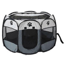 Tenda cinza para animais de estimação, feita de tecido Oxford, leve, resistente e portátil.