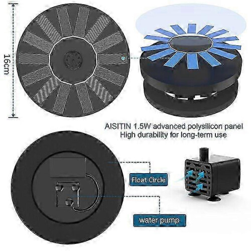 Durable Solar Fountain Pump, 6 Nozzles, Automatic Operation in 3 Seconds 1