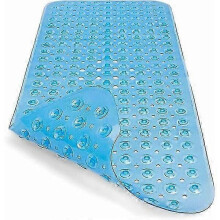 Tapis de bain robuste et antidérapant, 100 x 40 cm, bleu, antibactérien, anti-moisissures et facile d'entretien