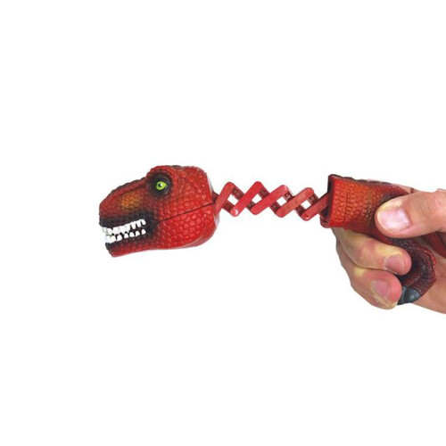 (Grey) Dinosaur Shark Picker Retractable Spring Mechanical Hand Claw Toy Creative Stress Relief Prank Gif 2