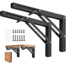 2 Stück robuste, klappbare Regalträger – 16" Metall-Klappscharniere für DIY-Wandtische