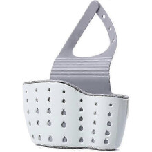 Suporte para pia de cozinha com escorredor de esponja, cestos de armazenamento ajustáveis e encaixe para torneira.