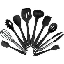 Kit de utensílios de cozinha de silicone, incluindo uma variedade de peças antiaderentes, duráveis e fáceis de limpar.