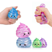 (blue) Creative Maltose Squeeze Cute Expression Poop Squishy Stress Relief Anxiety Fidget Toy Adult Gag Gift