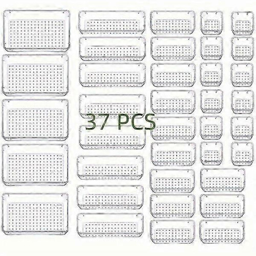 Transparent Plastic Drawer Organizers, 4 Sizes, Transparent Design for Easy Item Finding