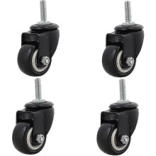 Conjunto de 4 Rodízios Giratórios Resistentes de Alta Carga 240kg M8x25mm em PU para Móveis com Carrinho