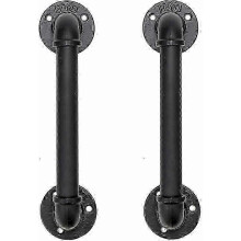 Set van 2 industriële zwarte buisvormige deurklinken, 30 cm lang