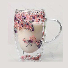 Tasse à café en verre à double paroi, isotherme et résistante au froid, décorée de fleurs séchées, cadeau idéal au quotidien