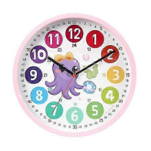 Orologio da parete per bambini, con movimento silenzioso, rotondo da 25 cm, orologio educativo e creativo.