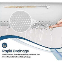 Efficient Collapsible Colander, Retractable 14.2-19.5 Inches, 5L, Kitchen Sink Fruit Vegetable Noodle Strainer