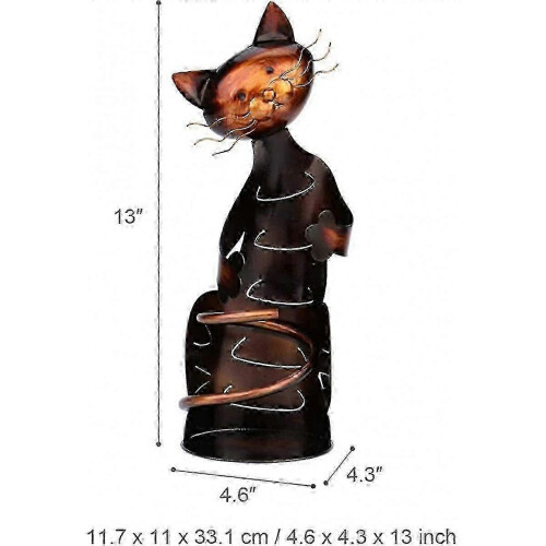 Durable Iron Cat Wine Rack, Rust-Proof and Paint-Free, 11.7x11x33.1cm, Desktop Decorative Rack 2