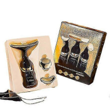 Massageador para pescoço e rosto, adequado para peles sensíveis, com 3 cabeças de massagem para firmeza da pele.