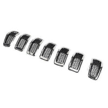 Frontgrill-Zierleisten-Set, schwarz verchromt, 7-teilig, passend für Jeep Cherokee (2014–2018)