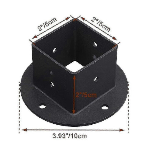 Square Fence Post Flange Base, 2-Piece Kit Compatible with 2x2 Posts, Rustproof and Durable 1