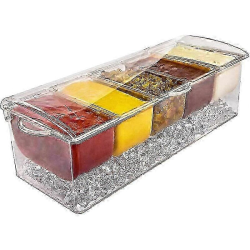 Sturdy Fruit Vegetable Spice Container with Lid, Plastic Ingredient Container, Ingredient Box, 5 Compartme 1