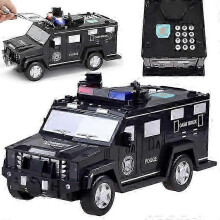 Children's Piggy Bank with PIN Code and Fingerprint Unlock ABS Plastic Police Auto Shape Savings Toy for Ages 3+