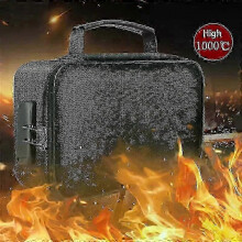 Betrouwbare brandwerende archieftas met meerlaagse documentorganizer en slot, zilvergrijs of zwart, voor belangrijke gegevens thuis en op kantoor.