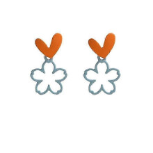 Clip-on Earrings, Women's Sweet Flower Heart Unique Korean Style Cute No Piercing Autumn Winter Elegant Earrings