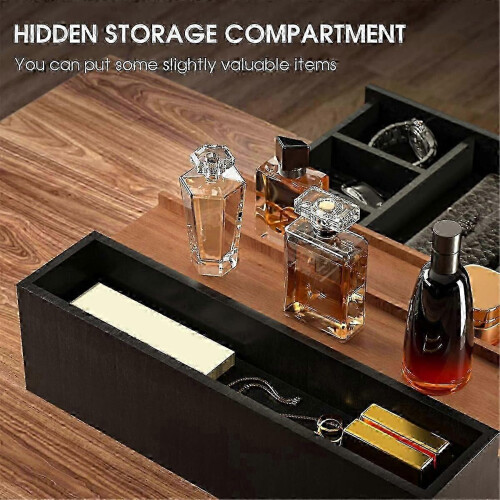 Wooden Cosmetic Storage Box with Multi-layer Step Design & Hidden Drawers, Perfume Display Rack 2