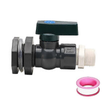 Ensemble de déviation pour récupérateur d'eau de pluie en PVC 3/4 pouce, robinet pour récupérateur d'eau de pluie avec raccord de cloison