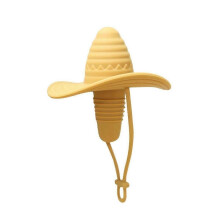 Bouchon de bouteille de vin en silicone en forme de chapeau haut-de-forme - Motif chapeau de cowboy - Couleur blé