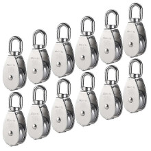 Enkele katrol, M15 12 stuks 304 roestvrij staal, draagvermogen 35 kg, geschikt voor 6 mm touw