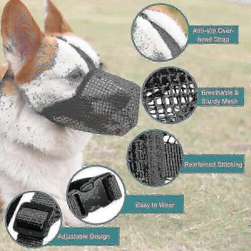 Dog Muzzle, Size L Poisoned Bait Protective with Adjustable Belts Flexible Mesh Breathable 2