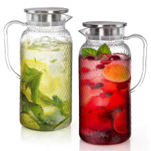 Lot de 2 pichets transparents pour réfrigérateur et pichets à thé glacé de 2 litres (68 oz).