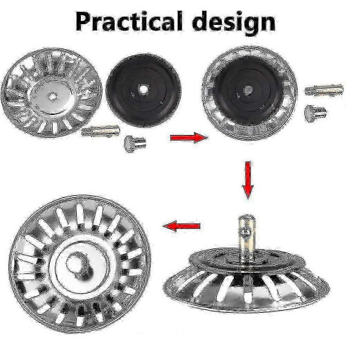 2 Pcs Durable Kitchen Sink Strainer, Strainer Basket Plugs Drainage Slots, Fitting 1