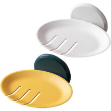 Porte-savon étanche en forme de disque, support mural en plastique avec système d'évacuation pour salle de bain (2 pièces)