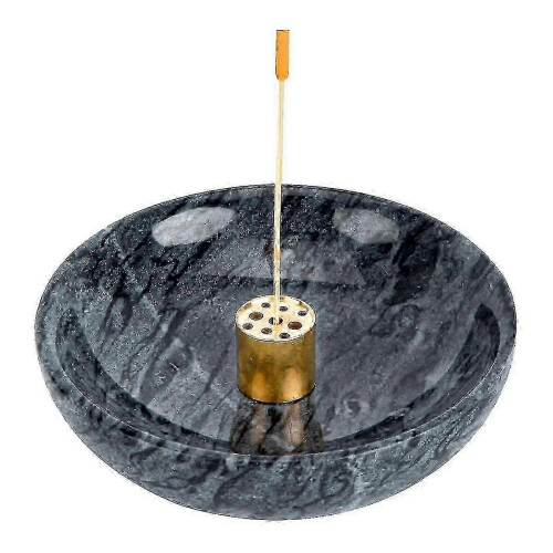 Suporte para incenso robusto de mármore feito à mão, com 4,6 polegadas (11,7 cm) e 9 furos para varetas, espirais e cones.