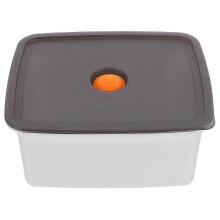 Contenitore per alimenti in acciaio inox color argento con coperchio, ideale per cucina e bagno, capacità 2900 ml.