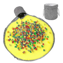 Panier de rangement pour jouets et tapis de jeu - Sac de rangement Lego gris