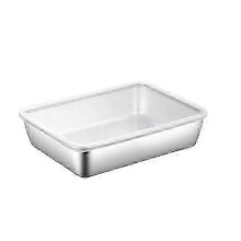 Contenitore domestico efficiente con coperchio e piastra quadrata in acciaio inox rinforzato per conservare alimenti freschi.