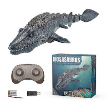 RC-vene Dinosaurus 1:18 Korkea Simulaatiomittakaava Dino, Kevyt ja Suihkevesi -- harmaa
