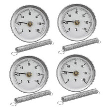 4 stuks stevige buisvormige veerklemthermometers 63 mm 0-120 aluminium temperatuurmeter voor warm water, HVAC