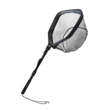 Rede de pesca flutuante confiável, dobrável, fácil de usar, com cabo telescópico e revestimento de borracha (80 cm) x 80 cm.