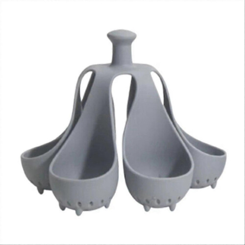Durable Boiled Egg Bracket Silicone Handle Egg Cooker Silicone Egg Steamer Tray with Anti-Scald Handle for Co
