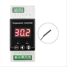 LED Rail Thermostat AC220V 2-Way Relay Din Rail Mounted Controller C