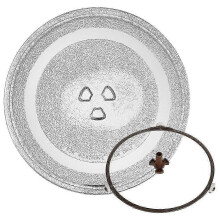 Plaque de protection ronde en verre pour micro-ondes, compatible avec tous les types de micro-ondes.