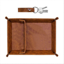 Opbergbakje van PU-leer voor mannen - Nachtkastje-organizer met vakjes, ideaal voor bureau, badkamer en slaapkamer.
