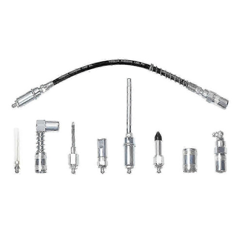 Kit de graissage complet comprenant 9 raccords de graissage rapides et accessoires de lubrification.